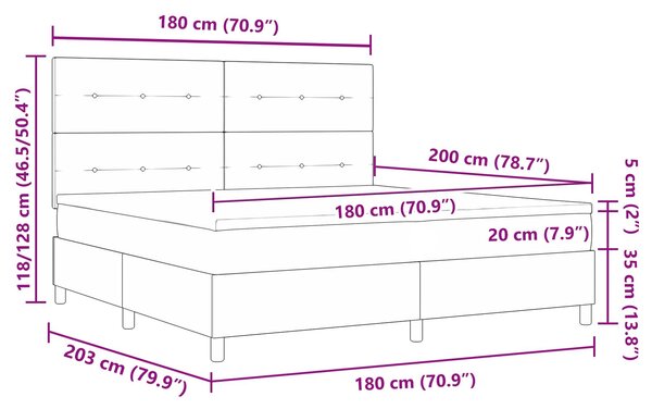Krevet s opruga kutije s LED trakama Krema 180 x 200 cm tkanina - Krem / 180 x 200 cm