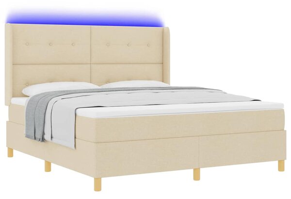 Krevet s opruga kutije s LED trakama Krema 180 x 200 cm tkanina - Krem / 180 x 200 cm
