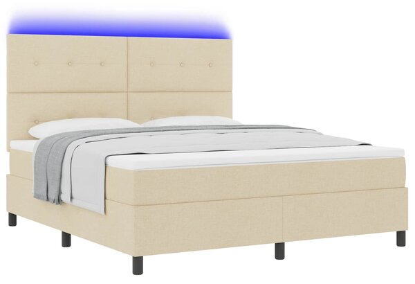 Krevet s opruga kutije s LED trakama Krema 180 x 200 cm tkanina - Krem / 180 x 200 cm