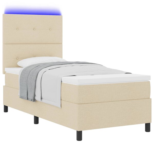 Krevet s opruga kutije s LED trakama Krema 80 x 200 cm tkanina - Krem / 80 x 200 cm