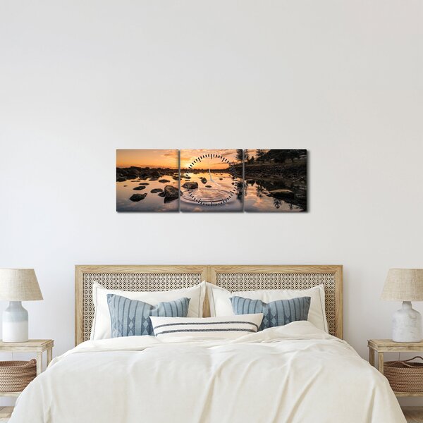 Slika - Zalazak sunca uz jezero (sa satom) (90x30 cm)