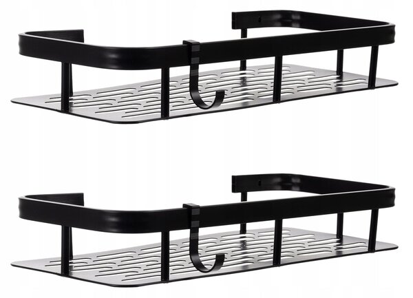 2x kupaonica alu polica crna 30cm + 2 privjesci