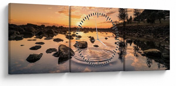 Slika - Zalazak sunca uz jezero (sa satom) (90x30 cm)