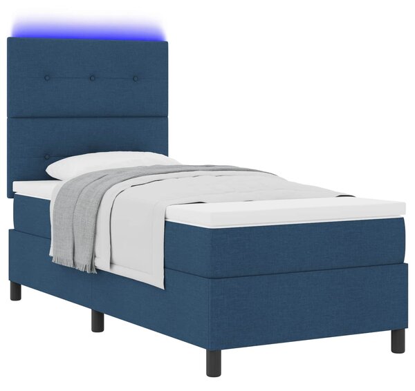 Krevet s opruga kutije s LED trakama Plava 80 x 200 cm tkanina - Plava / 80 x 200 cm