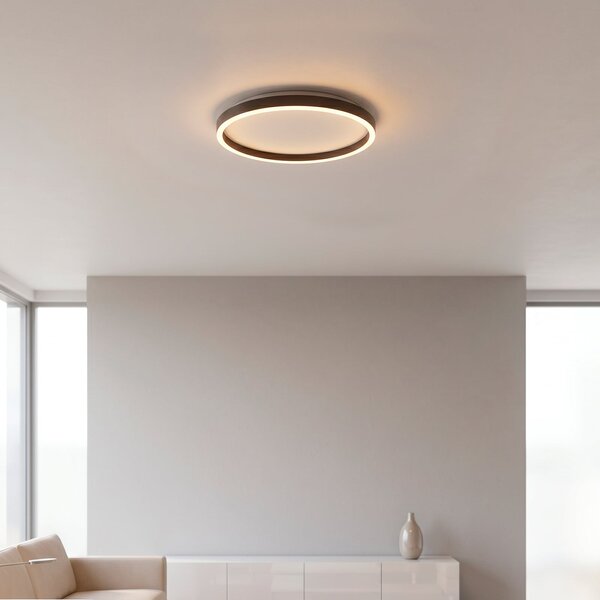JUST LIGHT. GmbH LED stropna svjetiljka Madlen, crna, Ø 40 cm, aluminij, 3.000 K, prigušiva, prigušiva, Crno, Dnevni boravak/blagovaonica, Metal