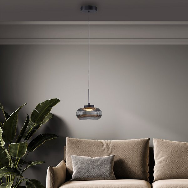 JUST LIGHT. GmbH Noctis LED viseća svjetiljka, dimljeno siva, staklo, prigušiva, 3.000 K, prigušiva, Sivo, Dnevni boravak/blagovaonica, Staklo