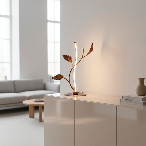 JUST LIGHT. GmbH LED stolna lampa Aurelia, hrđavo smeđa, metal, 2.700 K, prigušivač, prigušiva, Smeđa / hrđa, Dnevni boravak/blagovaonica, Metal