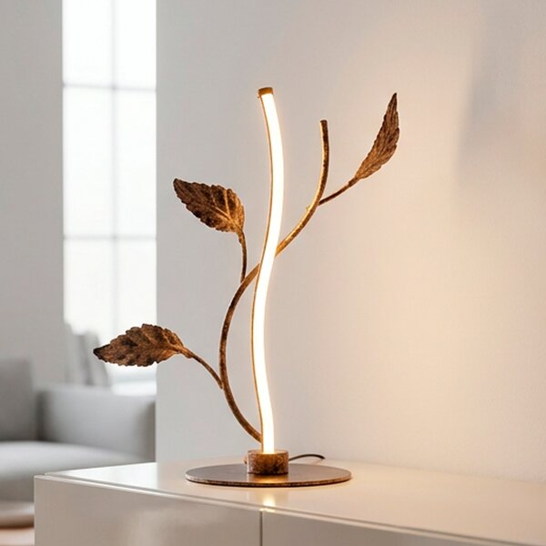 JUST LIGHT. GmbH LED stolna lampa Aurelia, hrđavo smeđa, metal, 2.700 K, prigušivač, prigušiva, Smeđa / hrđa, Dnevni boravak/blagovaonica, Metal