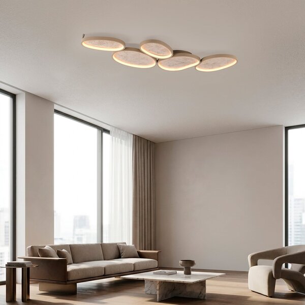 JUST LIGHT. GmbH Moonbraker 5 LED stropna svjetiljka, pijesčno bež, 3.000 K, dimabilna, prigušiva, Bež, Dnevni boravak/blagovaonica, Aluminij