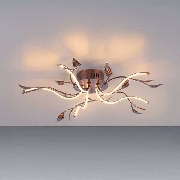 JUST LIGHT. GmbH LED stropna svjetiljka Aurelia, hrđavo smeđa, metal, 2700 K, prigušiva, prigušiva, Smeđa / hrđa, Dnevni boravak/blagovaonica, Metal
