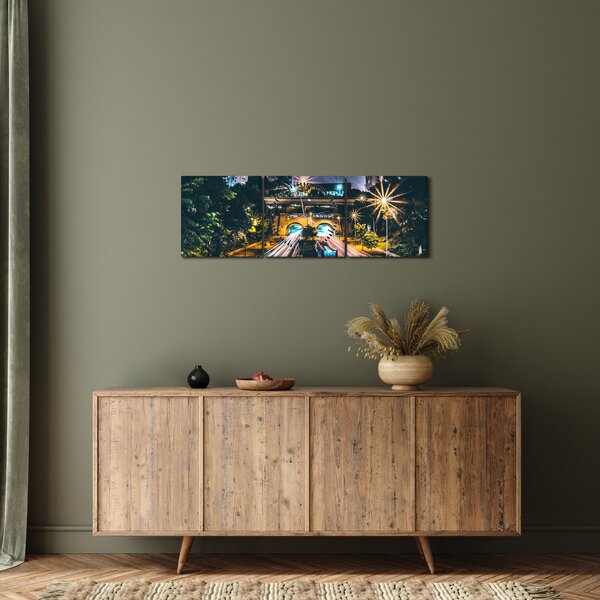 Slika noćnog grada (sa satom) (90x30 cm)