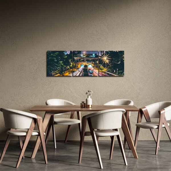 Slika noćnog grada (sa satom) (90x30 cm)