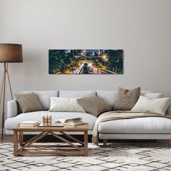 Slika noćnog grada (sa satom) (90x30 cm)