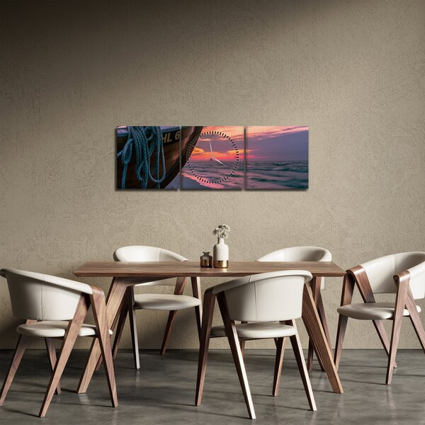 Slika čamca na obali (sa satom) (90x30 cm)