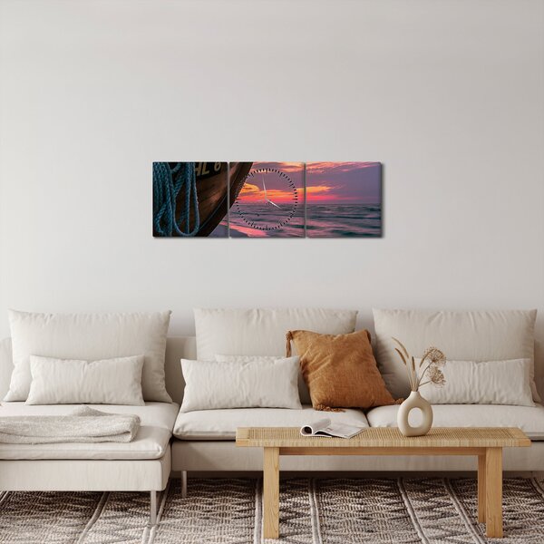 Slika čamca na obali (sa satom) (90x30 cm)