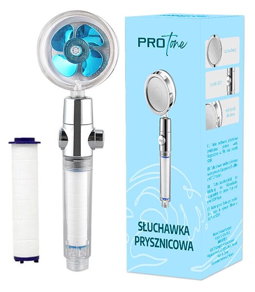 Ručka za tuširanje s funkcijom turbine glava prozirno plava