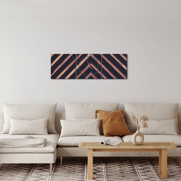 Slika drvenog motiva na crnoj pozadini (sa satom) (90x30 cm)