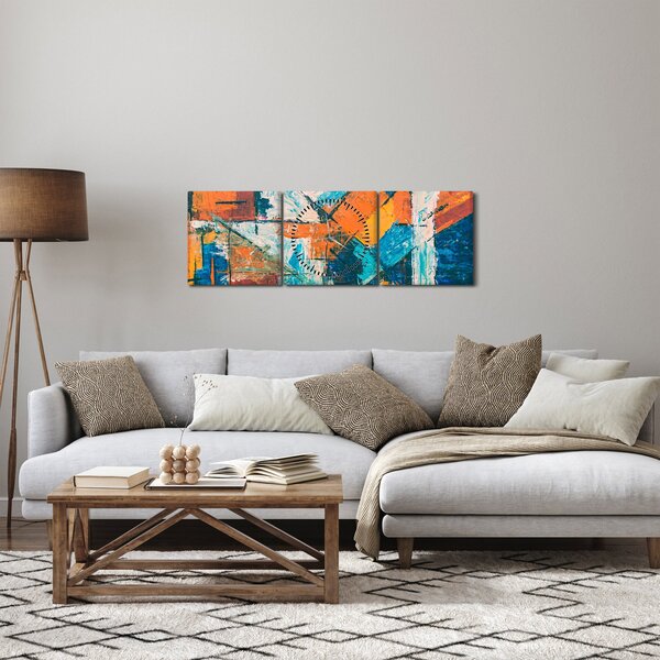 Slika - Apstrakcija (sa satom) (90x30 cm)