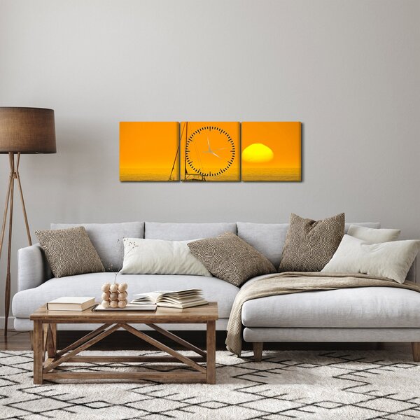 Slika - Čamac usred mora (sa satom) (90x30 cm)