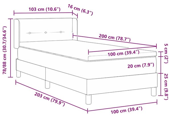 Krevet s opruga kutije s jastukom Plava 200 x 100 cm tkanina - Plava / 200 x 100 cm