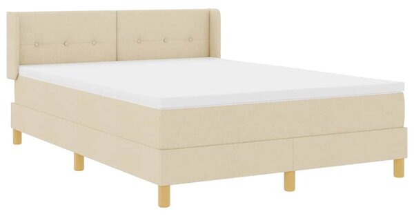 Krevet s opruga kutije s jastukom Krema 200 x 140 cm tkanina - Krem / 200 x 140 cm