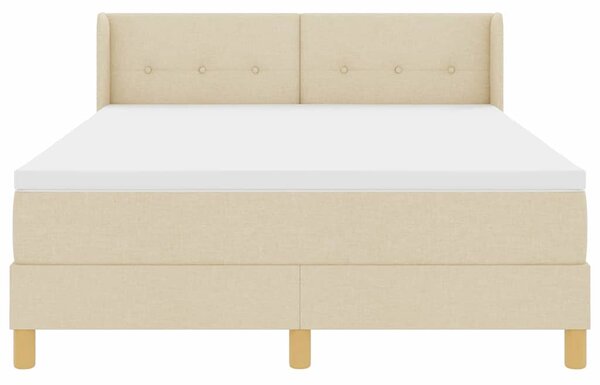 Krevet s opruga kutije s jastukom Krema 200 x 140 cm tkanina - Krem / 200 x 140 cm
