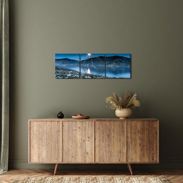 Slika noćnog krajolika, Island (sa satom) (90x30 cm)