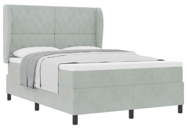 Krevet s opruga kutije Svijetlo siva 190 x 140 cm Baršun - Svjetlosiva / 190 x 140 cm