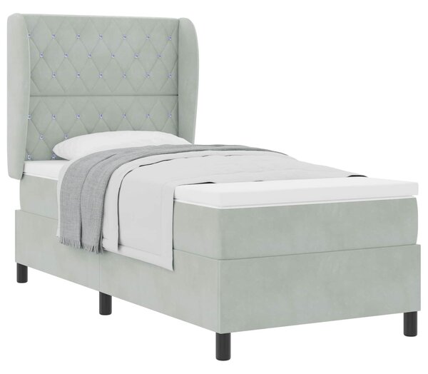 Krevet s opruga kutije Svijetlo siva 200 x 100 cm Baršun - Svjetlosiva / 200 x 100 cm