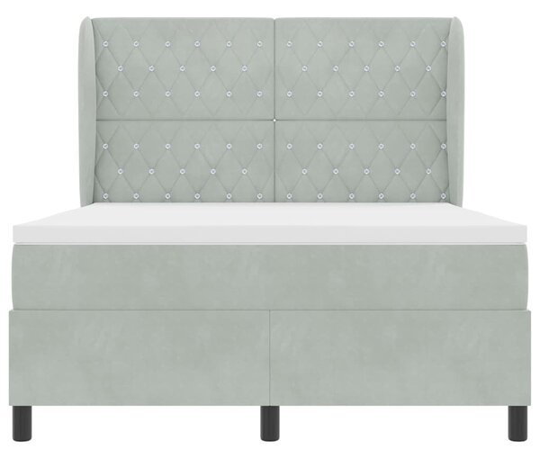 Krevet s opruga kutije Svijetlo siva 190 x 140 cm Baršun - Svjetlosiva / 190 x 140 cm