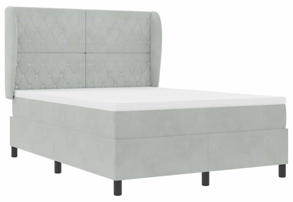 Krevet s opruga kutije Svijetlo siva 190 x 140 cm Baršun - Svjetlosiva / 190 x 140 cm