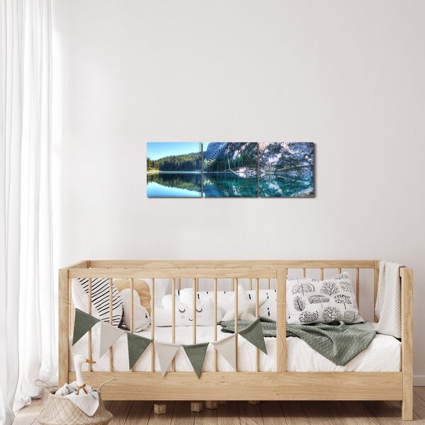 Slika planinskog jezera (sa satom) (90x30 cm)