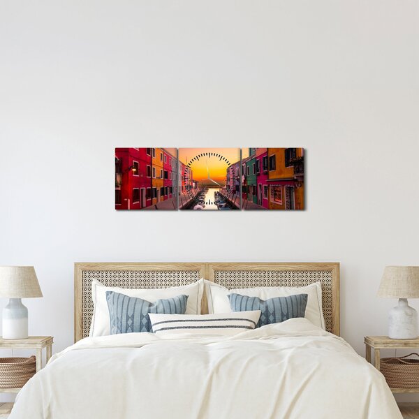 Slika - Zalazak sunca, otok Burano, Venecija, Italija (sa satom) (90x30 cm)