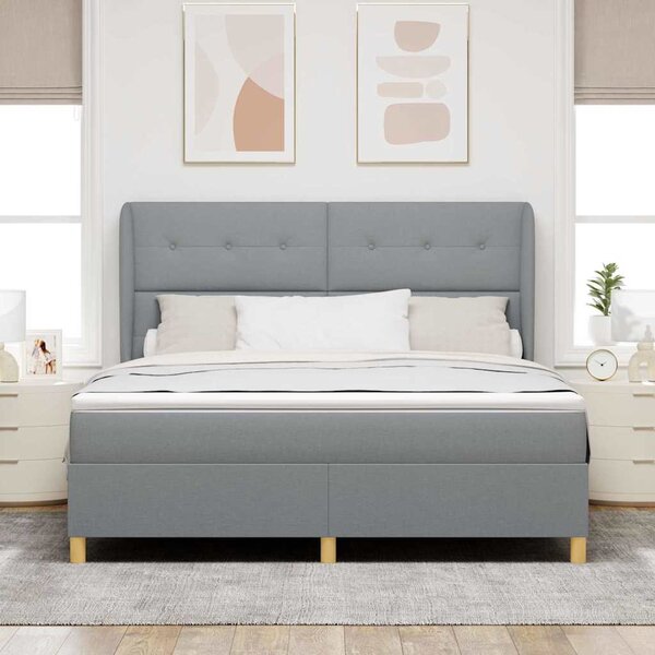 Krevet s opruga kutije Svijetlo siva 200 x 180 cm tkanina - Svjetlosiva / 200 x 180 cm