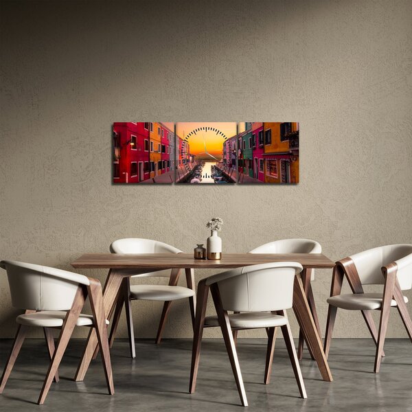 Slika - Zalazak sunca, otok Burano, Venecija, Italija (sa satom) (90x30 cm)