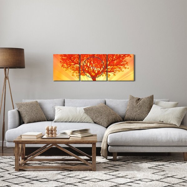Slika - Drvo obasjano suncem (sa satom) (90x30 cm)