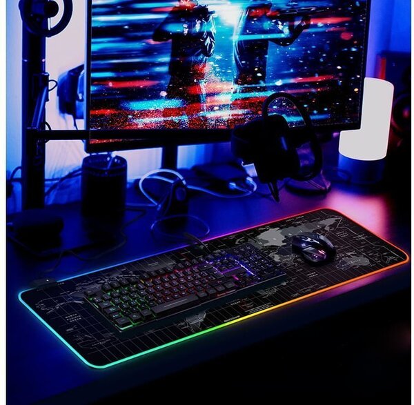 Osvijetljeni XXL LED RGB računalni jastučić za miš i tipkovnicu 90x40cm