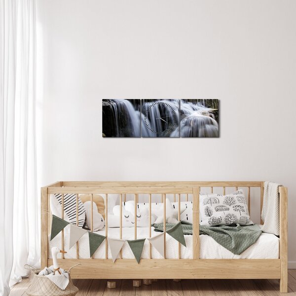 Slika vodopada u džungli (sa satom) (90x30 cm)