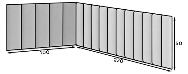 Set 16 tapeciranih panela Quadra 100x220x50 cm (tamnosiva)