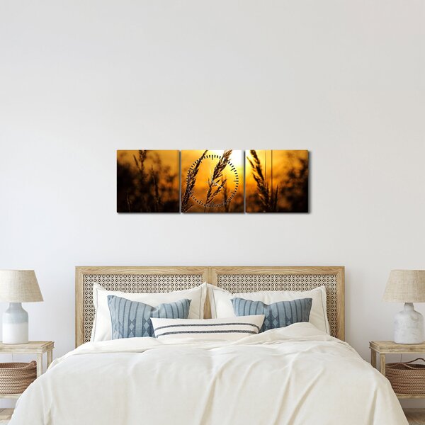 Slika zalazećeg sunca (sa satom) (90x30 cm)