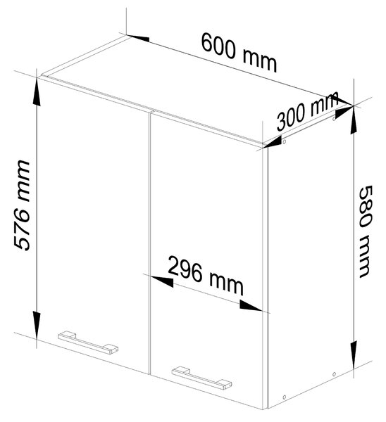 Zondo.hr Gornji kuhinjski ormarić Ozara W60 H580 (bijela + beton). Akcija -16%. 1071166