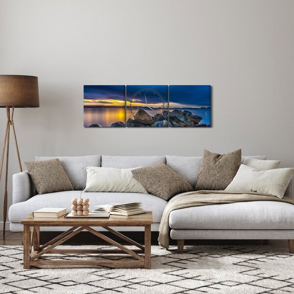 Slika - Oblaci nad vodom (sa satom) (90x30 cm)