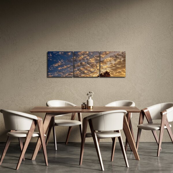 Slika - Palme među oblacima (sa satom) (90x30 cm)