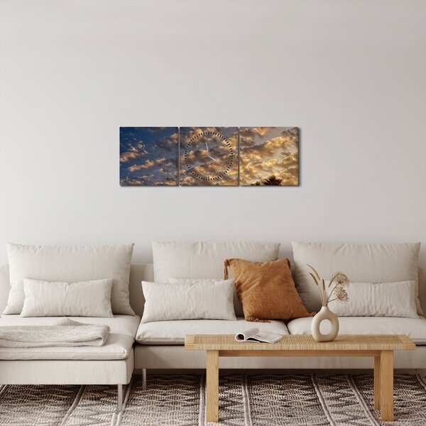 Slika - Palme među oblacima (sa satom) (90x30 cm)