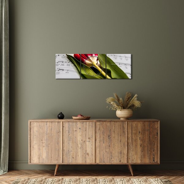 Slika crvenog tulipana (sa satom) (90x30 cm)