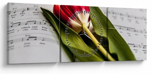 Slika crvenog tulipana (sa satom) (90x30 cm)