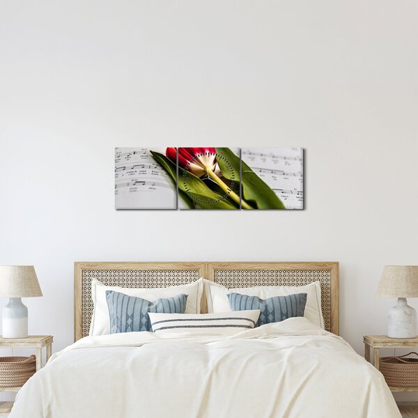Slika crvenog tulipana (sa satom) (90x30 cm)