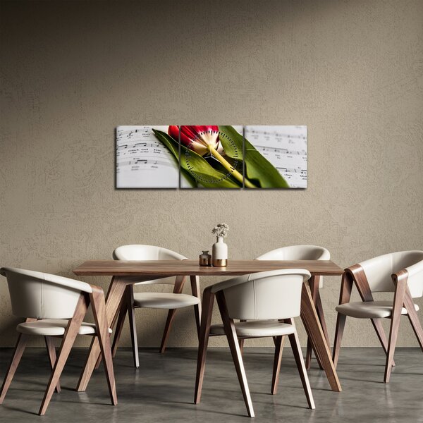 Slika crvenog tulipana (sa satom) (90x30 cm)