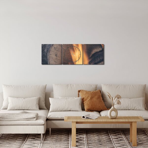 Slika drva koje gori (sa satom) (90x30 cm)