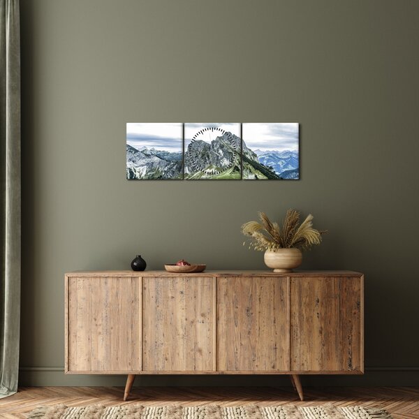 Slika - Planinski vrhovi (sa satom) (90x30 cm)